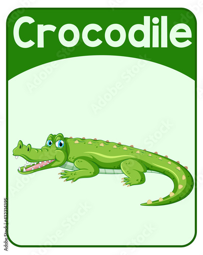 Educational English word card of crocodile