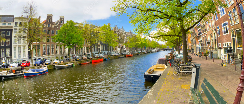 Urban Canal, Street Scene, Amsterdam,Holland, Netherlands, Europe