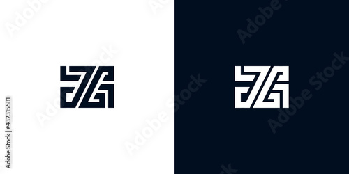 Minimal creative initial letters JG logo.