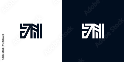 Minimal creative initial letters JN logo.
