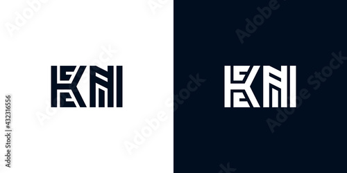Minimal creative initial letters KN logo.