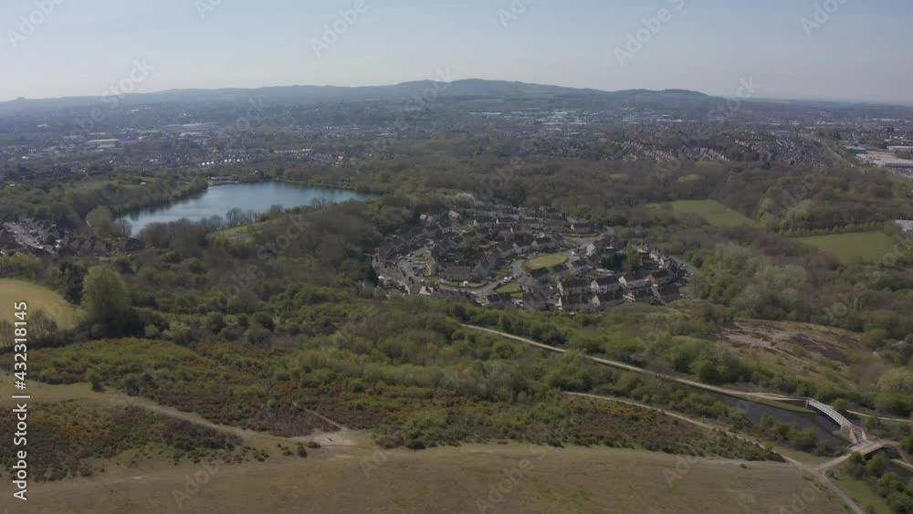 Aerial view of Dudley UK with canal, housing and Merry Hill area Aerial view of Dudley UK with canal, housing and Merry Hill area