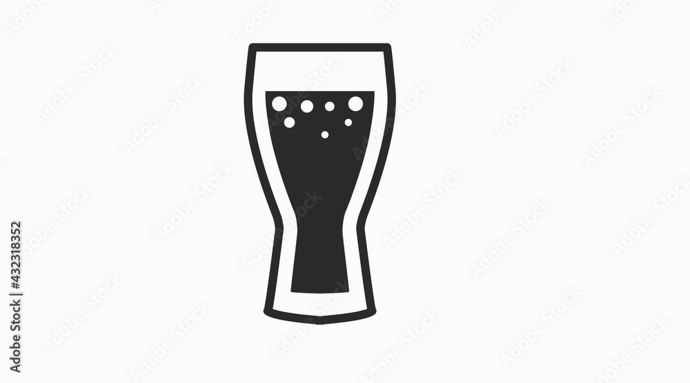 Drink Icon. Vector black and white isolated illustration of a glass of beer Drink Icon. Vector black and white isolated illustration of a glass of beer