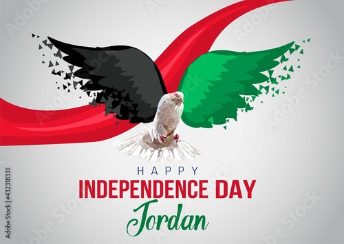 happy independence day Jordan. flying dove with Jordan flag. vector illustration design