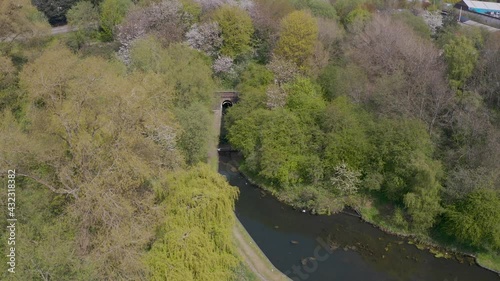 Aerial view of a Dudley canal with tunnel entrance photo