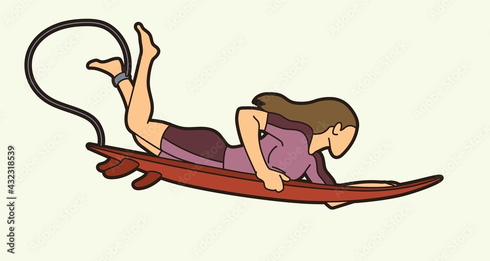 Surfer Surfing Sport Female Player Action Cartoon Graphic Vector Surfer Surfing Sport Female Player Action Cartoon Graphic Vector