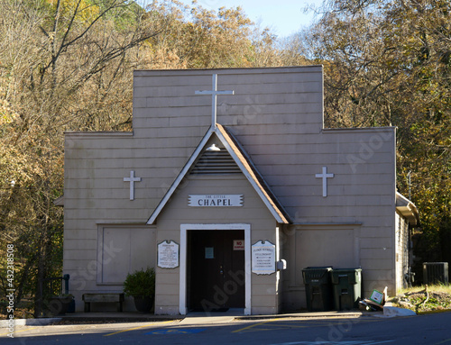 Facade of The Little Chapel in Eureka Springs, Arkansas. photo