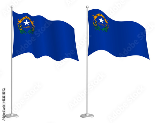 Photography flag of american state of Nevada on flagpole waving in wind