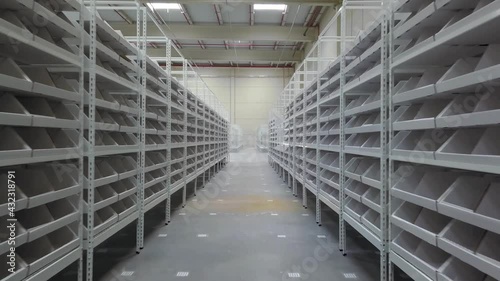 empty shelves due to supply in a logistics center