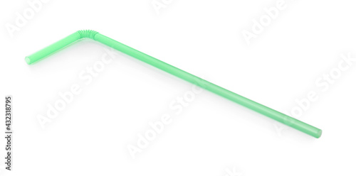 Bright disposable plastic straw isolated on white