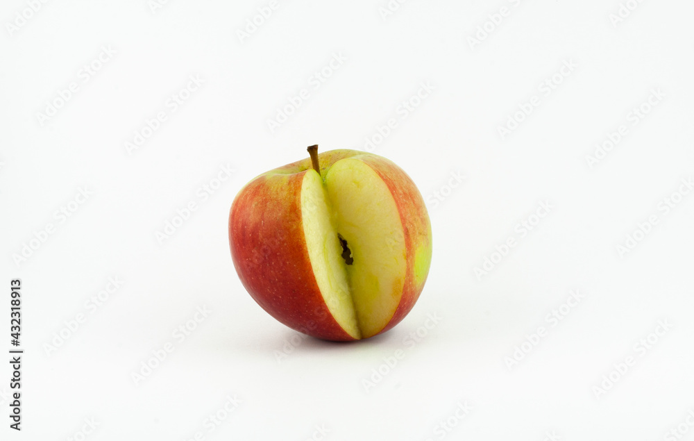 Fresh raw apple, healty fruit, freshness vegetarian food, isolated object on white background Fresh raw apple, healty fruit, freshness vegetarian food, isolated object on white background