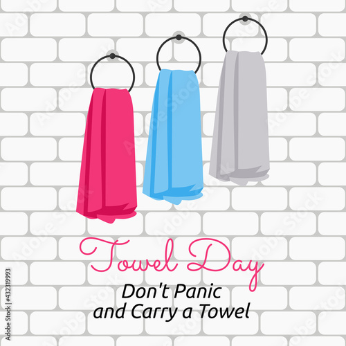 vector graphic of towel day good for towel day celebration. flat design. flyer design.flat illustration.