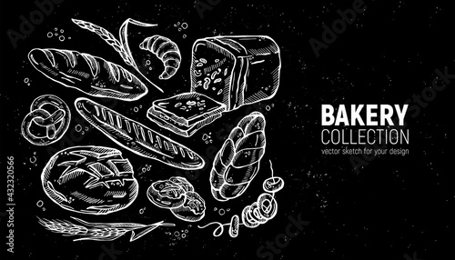 Hand drawn sketch bakery collection