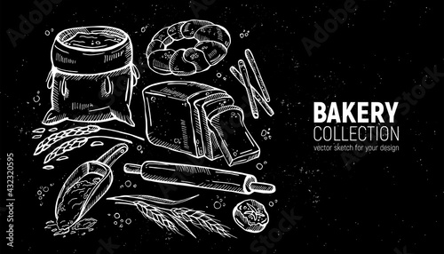 Hand drawn sketch bakery collection