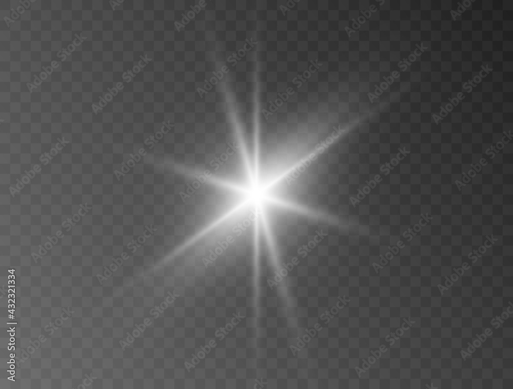 A bright white star explodes on a transparent background. Vector illustration. A bright white star explodes on a transparent background. Vector illustration.