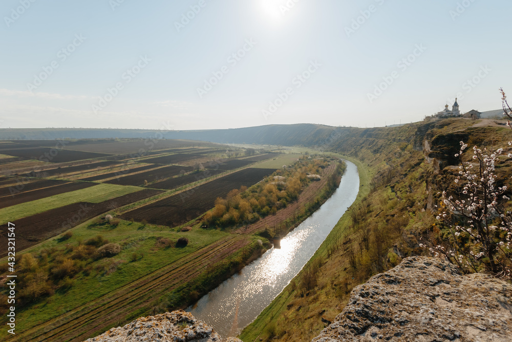 beautiful landscape. Old Orhei. Moldova. Raut river on sunny day. High quality photo