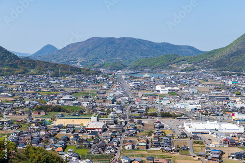 Cityscape of Takamatsu city suburbs , Kagawa, Shikoku, Japan