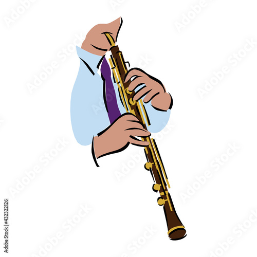 Clarinet player vector illustration isolated on a white background in EPS10