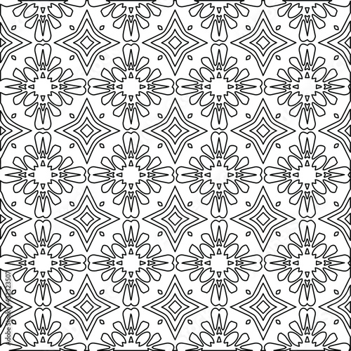  Geometric vector pattern with Black and white colors. Seamless abstract ornament for wallpapers and backgrounds.