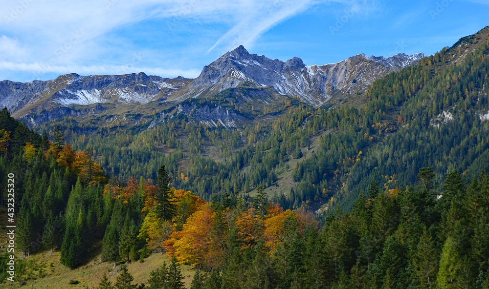 Autumn Mountain scenery, Austria on a sunny day