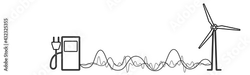 vector illustration of electric vehicle charging wind energy power vibes