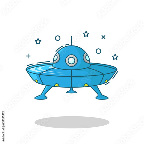 Ufo icon. Flying saucer. Unknown flying object. Side view. Colored contour silhouette. Vector simple flat graphic illustration. The isolated object on a white background. Isolate.