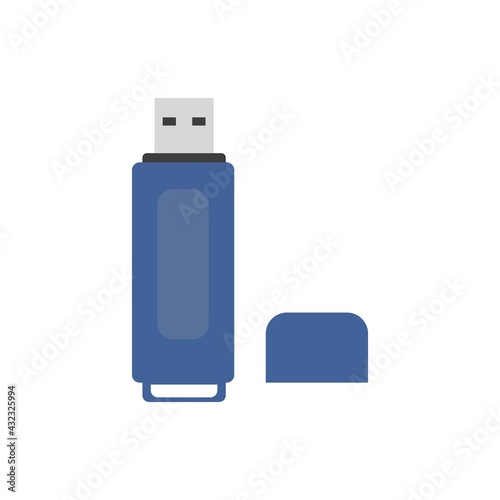Blue Flash drive (USB memory) icon Flat illustration