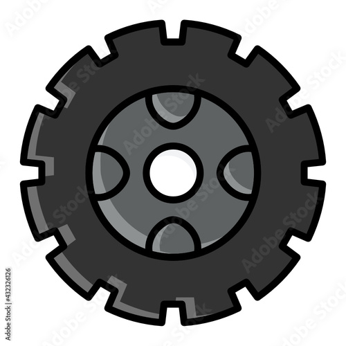 Vehicle Extra or Spare Tire, Simple Perfect Shape Wear Tire Concept, Tyre with Alloy Rim Vector Color Icon Design, Car Tyre and Alignment Service Center Symbol Tyre Repair and Fix stock illustration