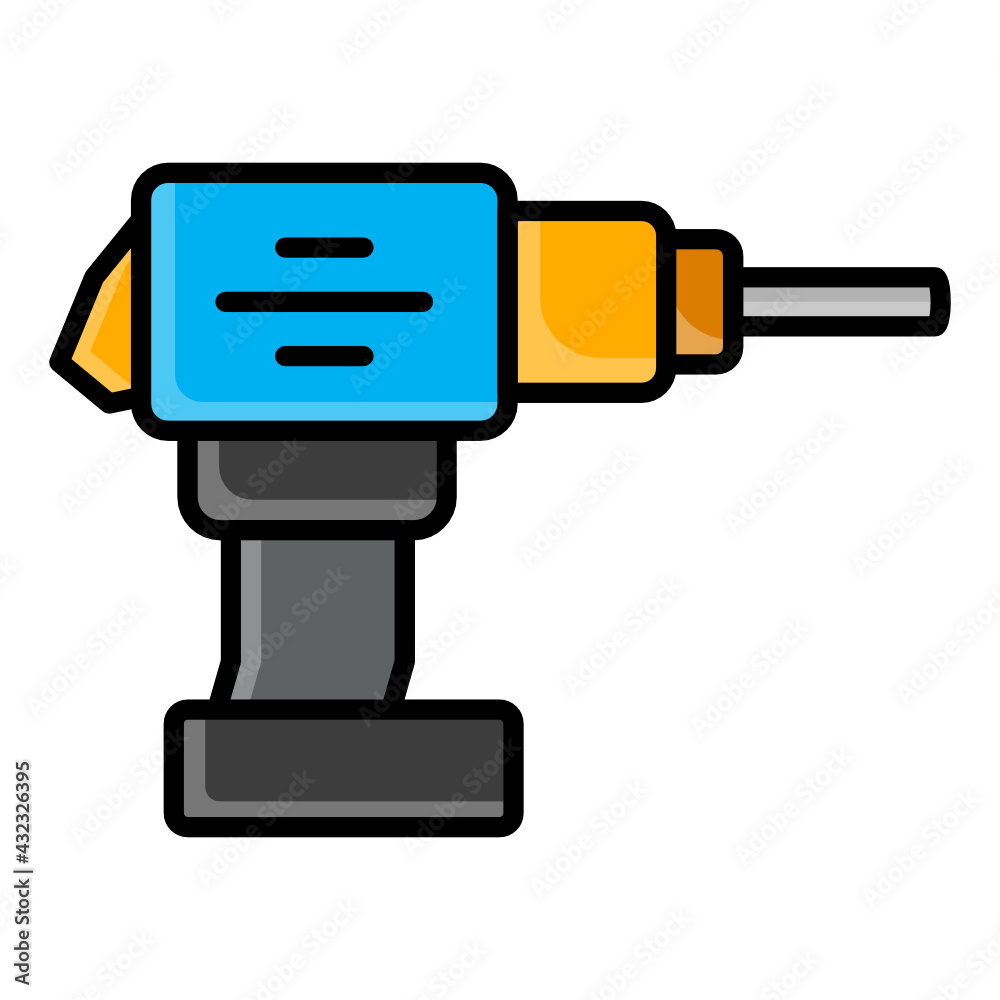 Cordless Impact drill concept, brushless Impact Driver Kit vector Color Icon Design, Car Tire and Alignment service Center Tools on White background, Tyre Repair and Fix stock illustration,