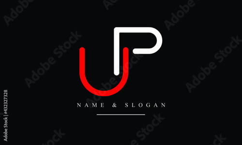 PU, UP, P, U abstract letters logo monogram