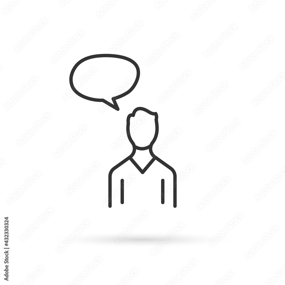 Man avatar and bubble speech line icon. Isolated vector Man avatar and bubble speech line icon. Isolated vector