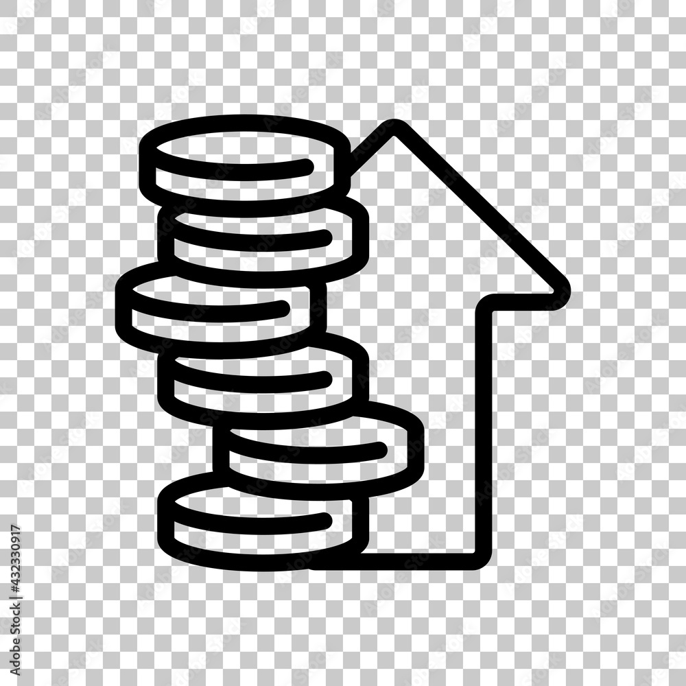 Stack of money coins, dollar or euro, business icon. Black editable linear symbol on transparent background Stack of money coins, dollar or euro, business icon. Black editable linear symbol on transparent background