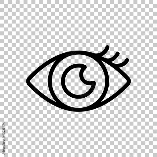Woman eye, girl eyelash, beauty logo. Black editable linear symbol on transparent background