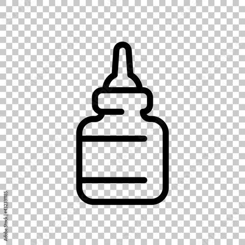 Eye or nasal drops, dropper, medical icon. Black editable linear symbol on transparent background
