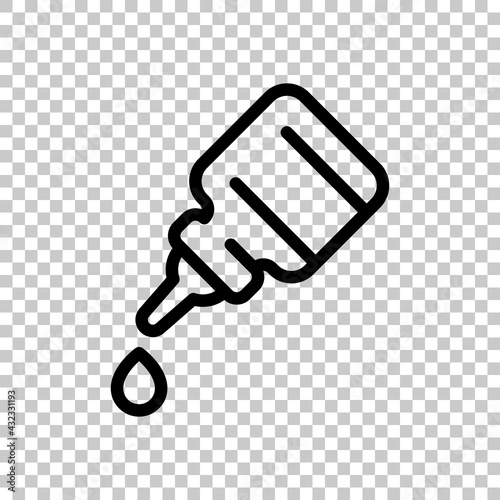 Eye or nasal drops, dropper, medical icon. Black editable linear symbol on transparent background