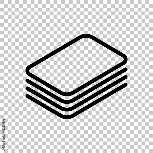 Stack of documents of papers, business icon. Black editable linear symbol on transparent background