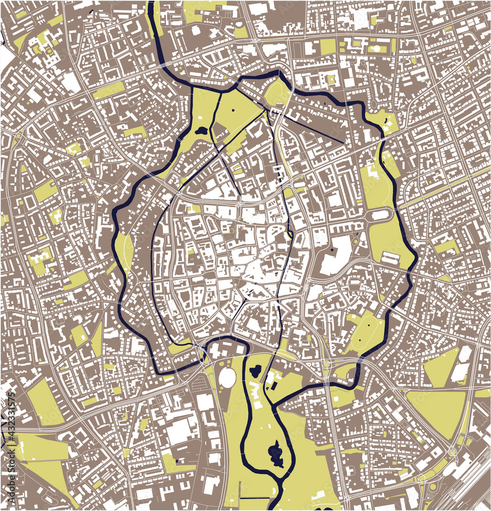 Obraz premium map of the city of of Braunschweig, Germany