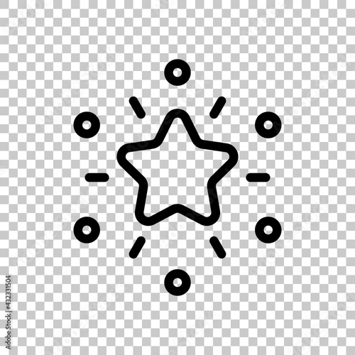 Excellence, shiny star, 5 rate. Black editable linear symbol on transparent background