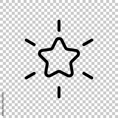 Excellence, shiny star, 5 rate. Black editable linear symbol on transparent background