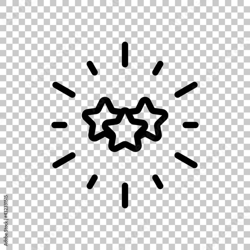 Excellence, shiny star, 5 rate. Black editable linear symbol on transparent background