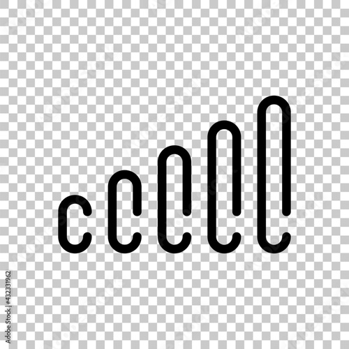 Volume adjustment, sound levels, simple icon. Black editable linear symbol on transparent background