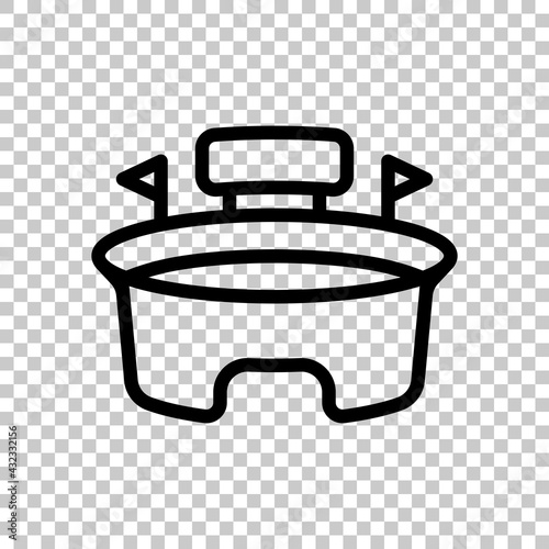 Simple stadium icon, sport arena. Black editable linear symbol on transparent background