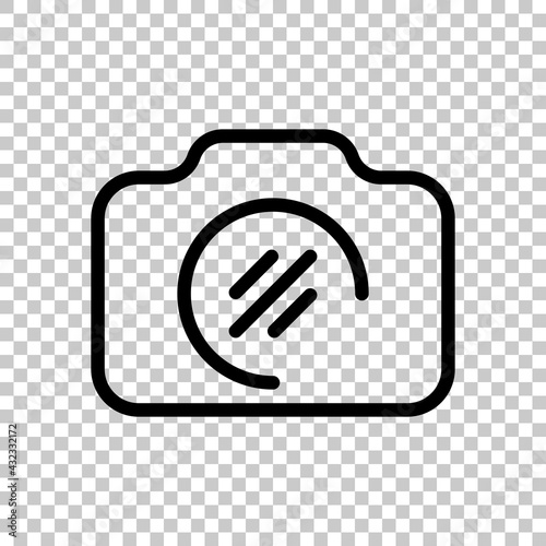 Photo camera, simple digital icon. Black editable linear symbol on transparent background