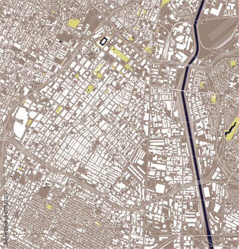 map of the city of Downtown Los-Angeles, USA