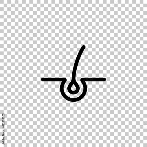 Hair follicle, treatment about skin, simple medical icon. Black editable linear symbol on transparent background