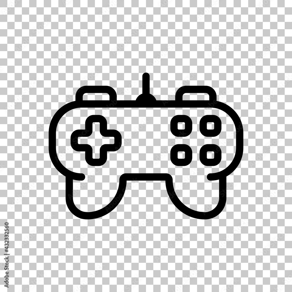 Joystick of video console, game controller, simple icon. Black editable linear symbol on transparent background Joystick of video console, game controller, simple icon. Black editable linear symbol on transparent background
