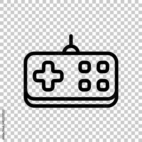Joystick of video console, game controller, simple icon. Black editable linear symbol on transparent background