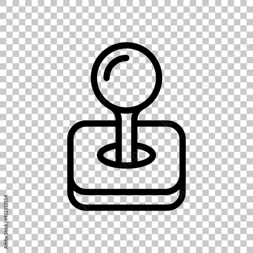 Retro joystick of old video games, simple icon. Black editable linear symbol on transparent background