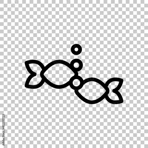 Fototapeta Naklejka Na Ścianę i Meble -  Fish, simple icon. Black editable linear symbol on transparent background