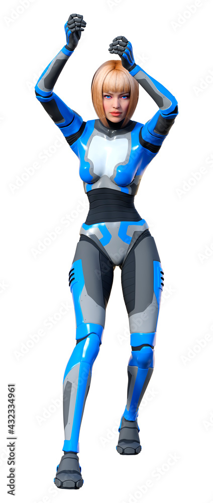 3D Rendering Female Robot on White 3D Rendering Female Robot on White